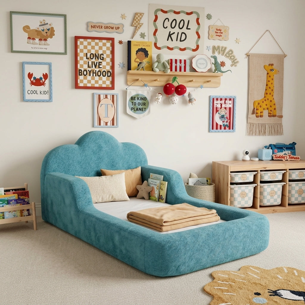 Cama Montessori Infantil Sonhos One Solteiro  - Azul