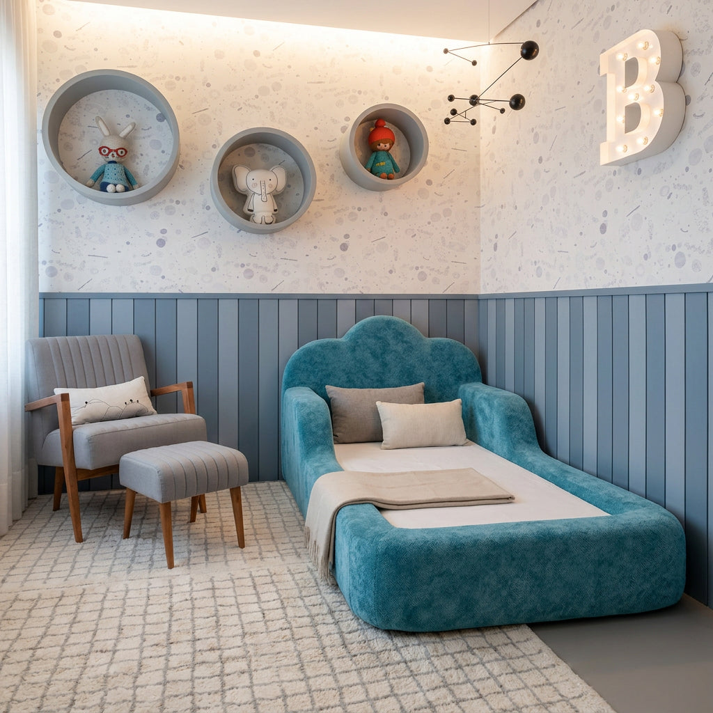 Cama Montessori Infantil Sonhos One Solteiro  - Azul