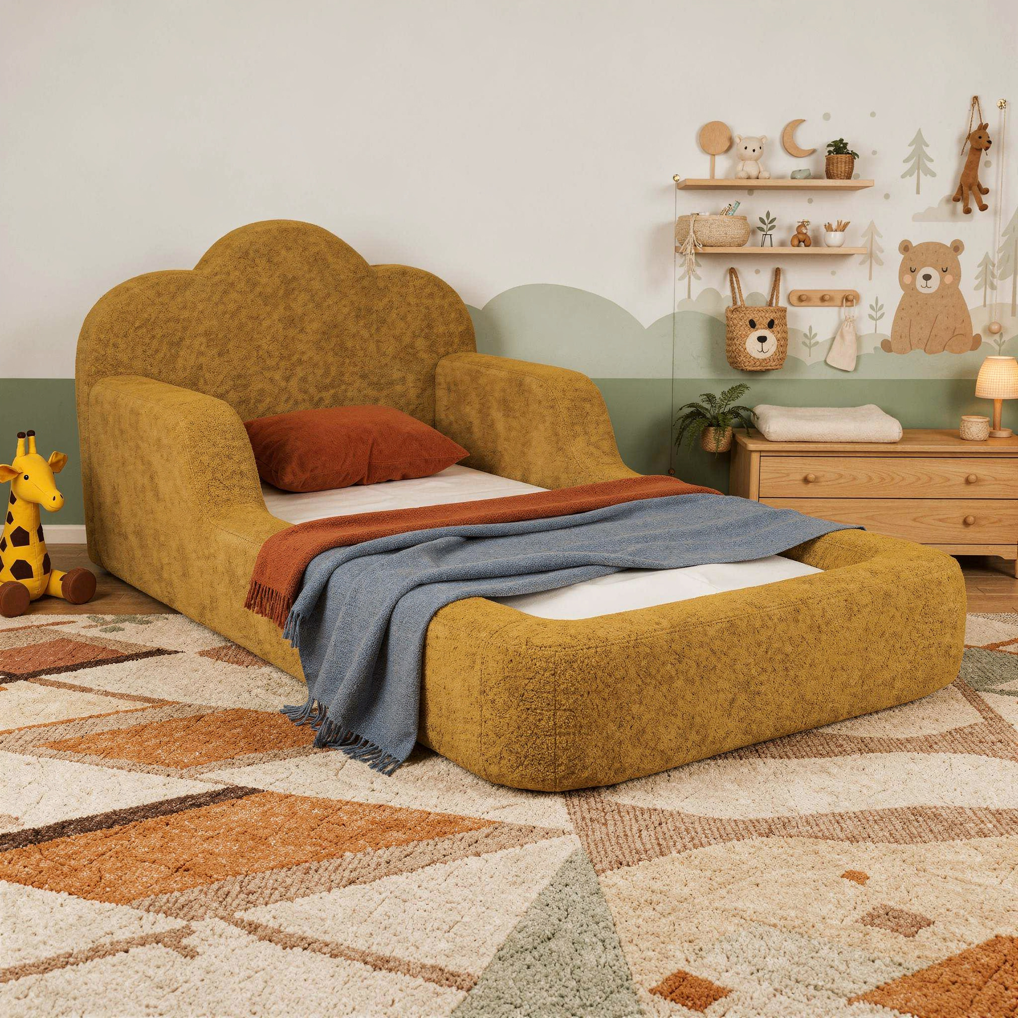 Cama Montessori Infantil Sonhos One Solteiro - Mostarda