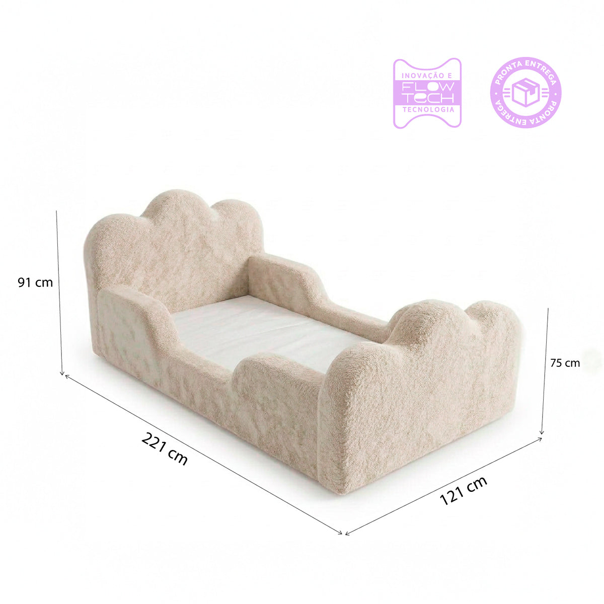 Cama Montessori Infantil Sonhos Duo Solteiro - Bege