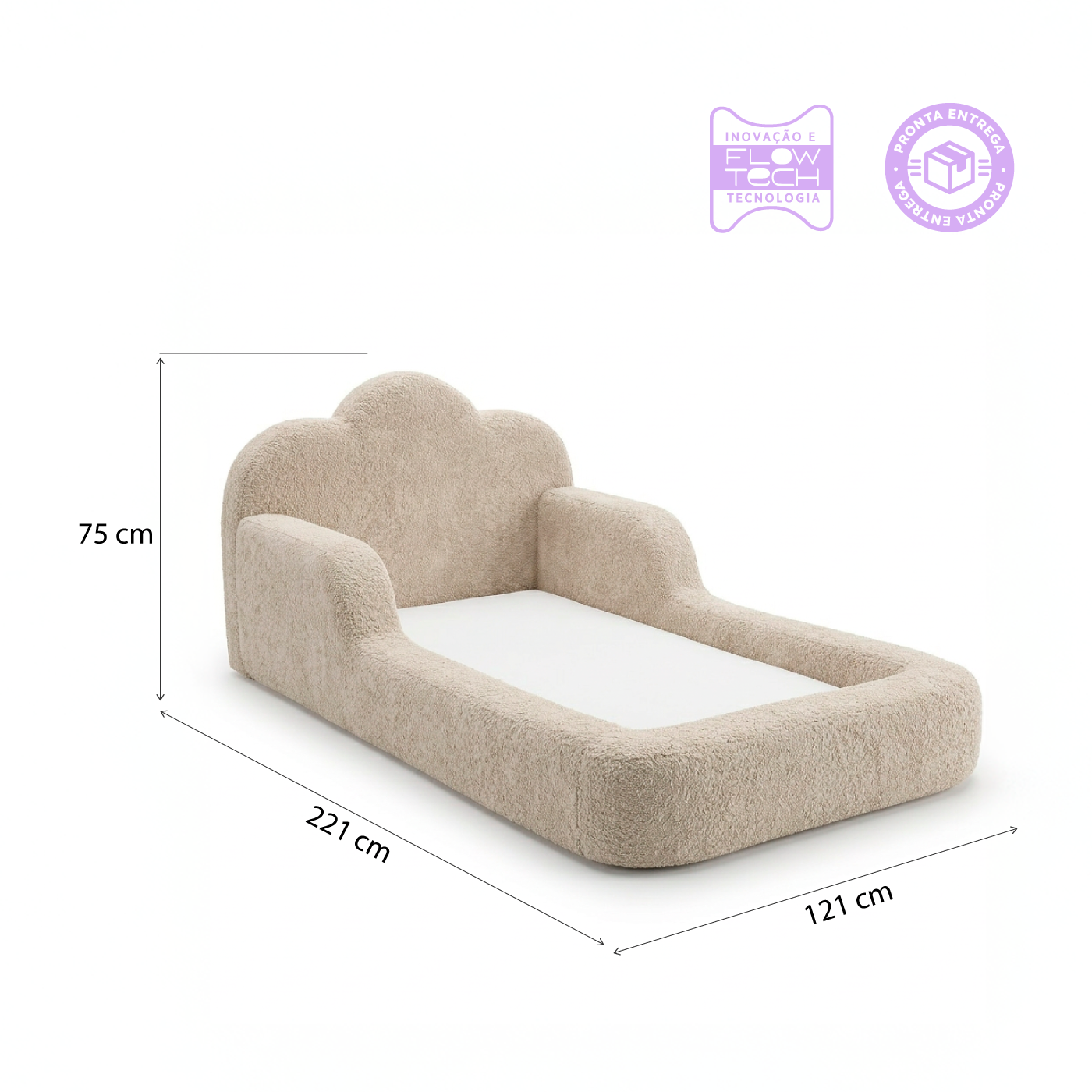 Cama Montessori Infantil Sonhos One Solteiro - Bege