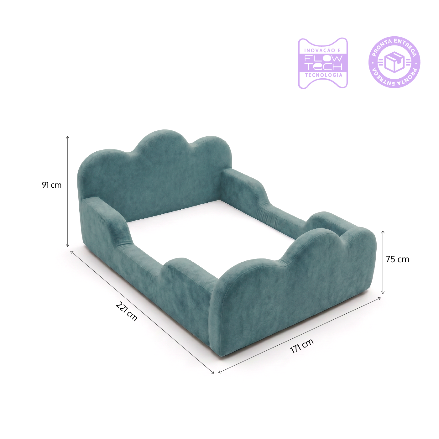 Cama Montessoriana Infantil Sonhos Duo Casal - Azul