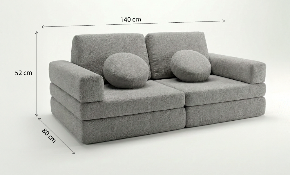 Sofá Modular Infantil Aventuras Play - Cinza