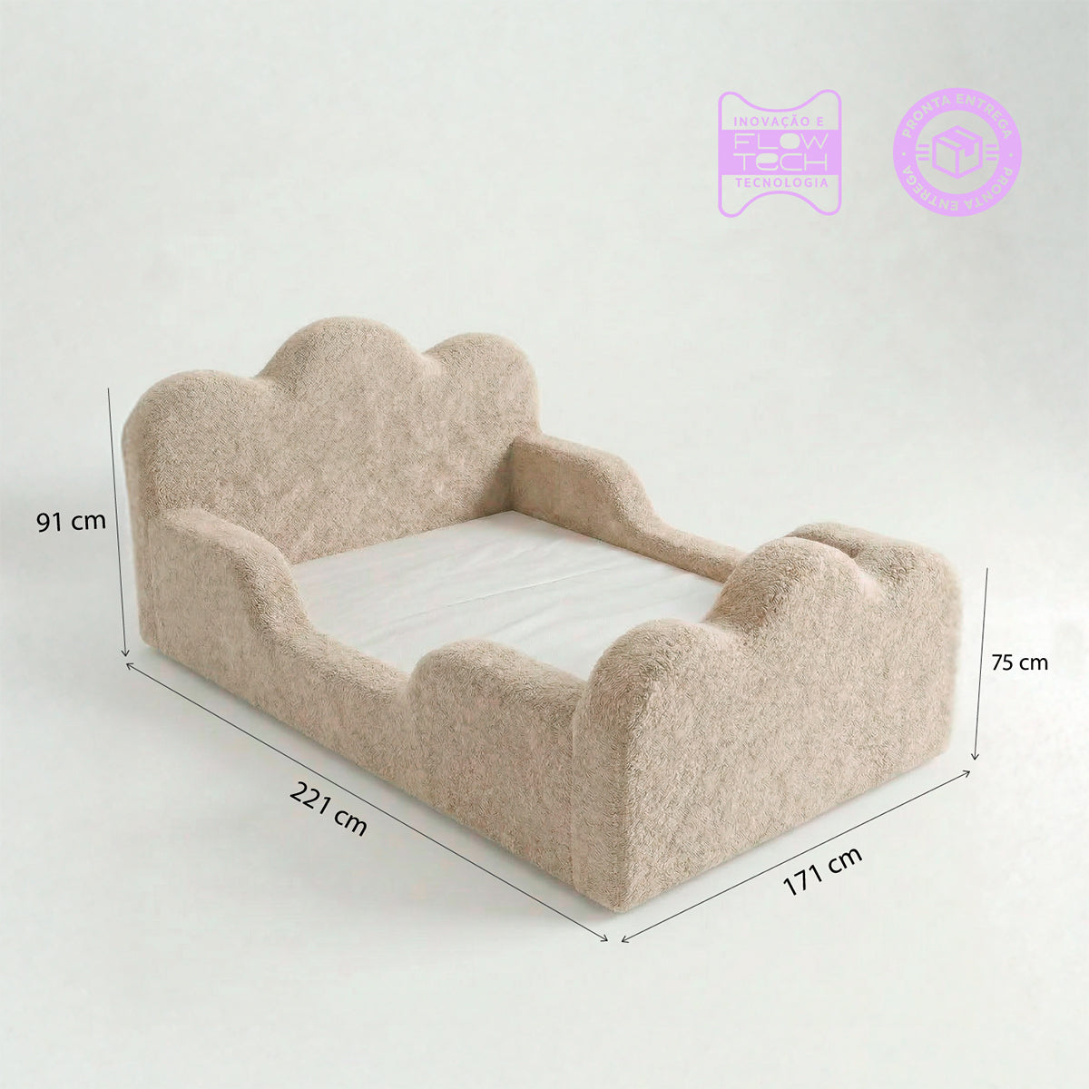Cama Montessori Infantil Sonhos Duo Casal - Bege