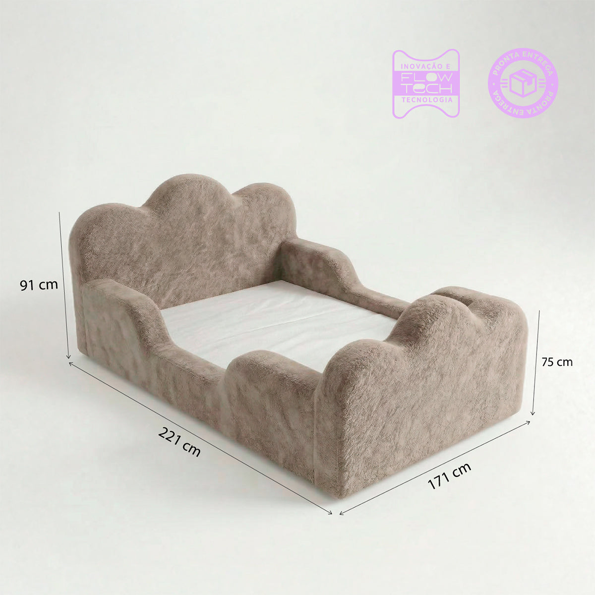 Cama Montessori Infantil Sonhos Duo Casal - Cinza
